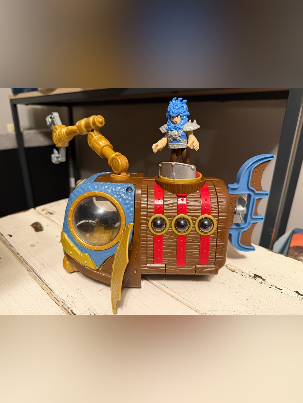 Fisher Price Imaginext Pirate Submarine Angler Fish Sub Boat Claw W/ Pirate Fig